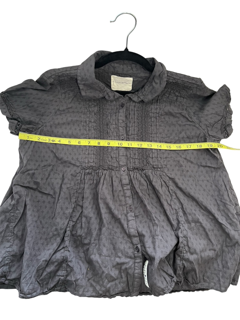 Lucky Brand Lot of 2 Blouses Tops Dark Grey Baby Doll Olive Button Up Large - Picture 4 of 10